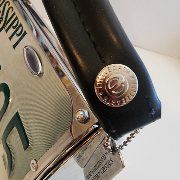 Rare Vintage Little Earth Mississippi License Plate Purse Swarovski Crystals - Picture 7 of 13
